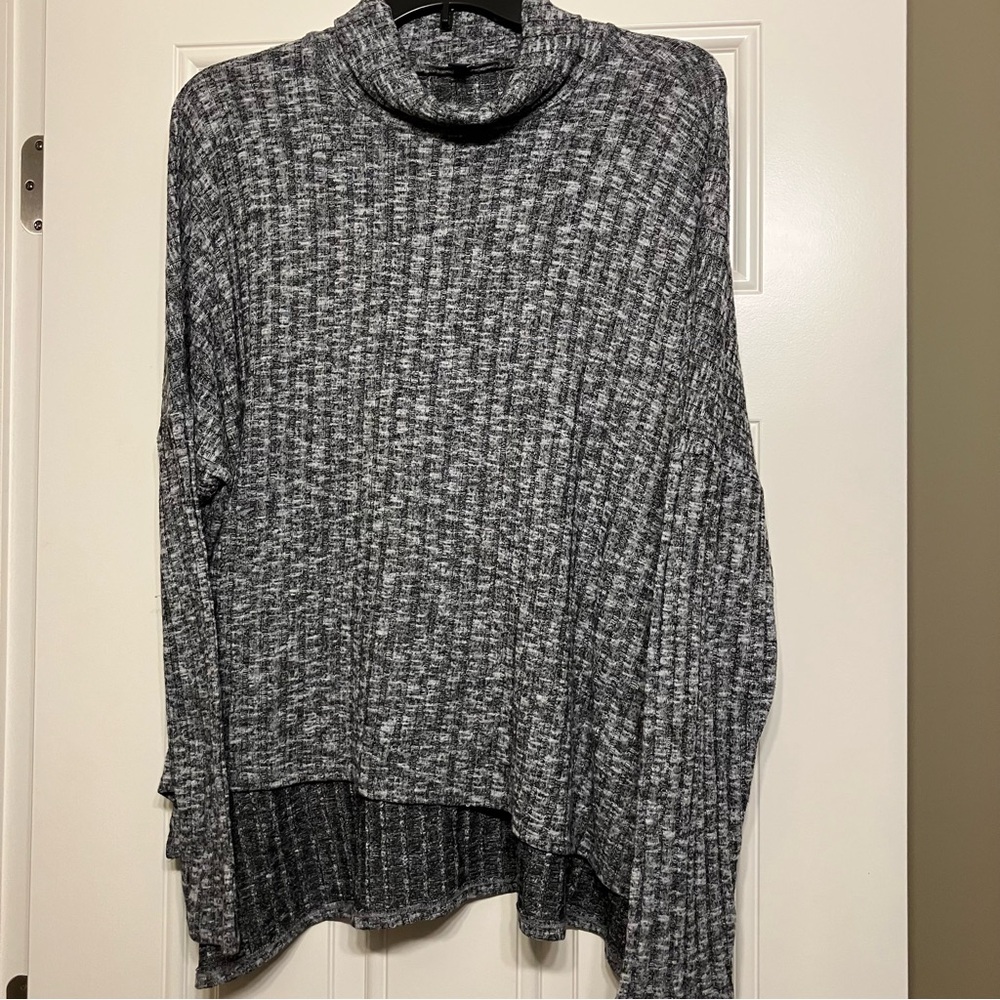 American Eagle Outfitters Womens Gray Ribbed Turtleneck High/Low Sweater Size XL